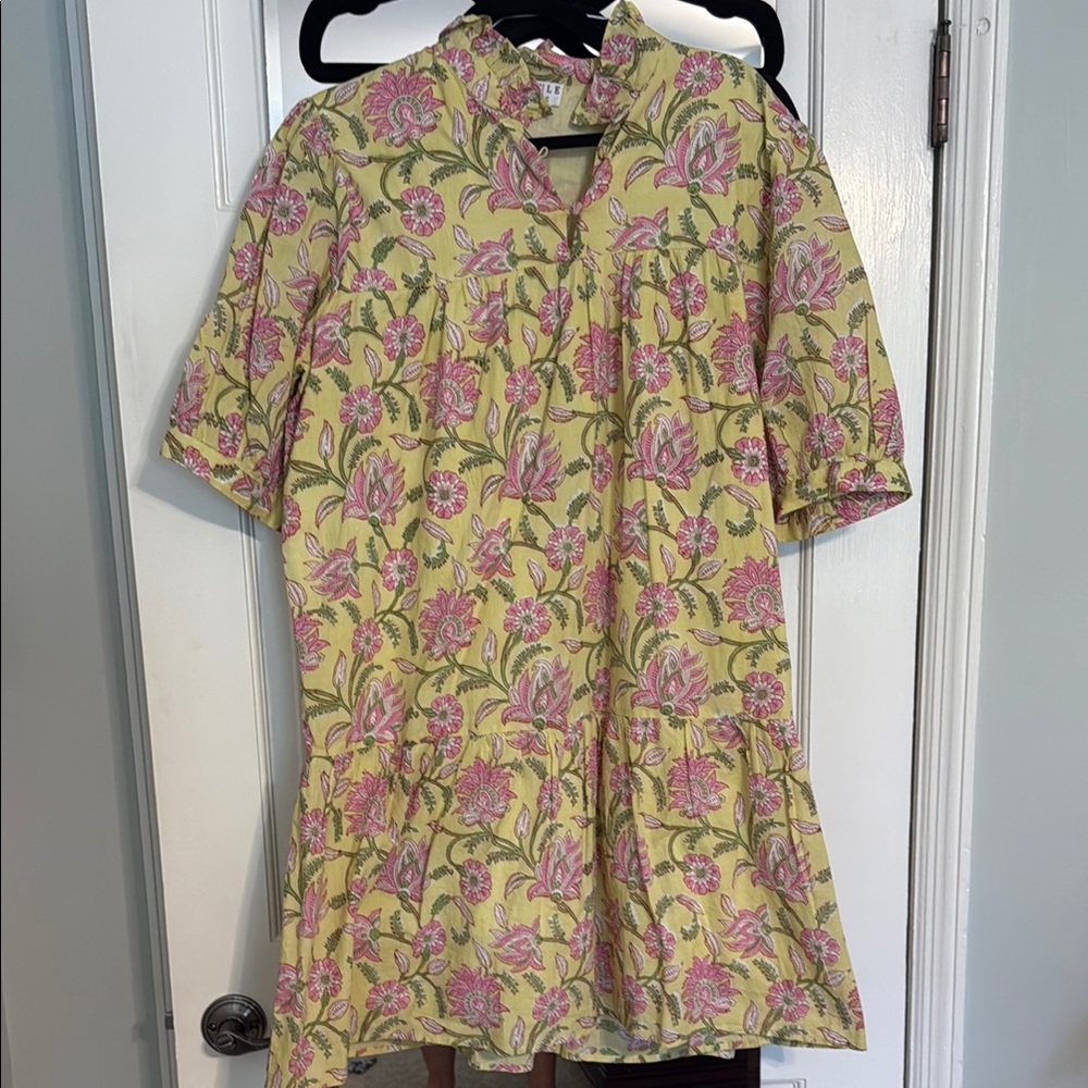 Floral Mini Dress in Pink and Yellow